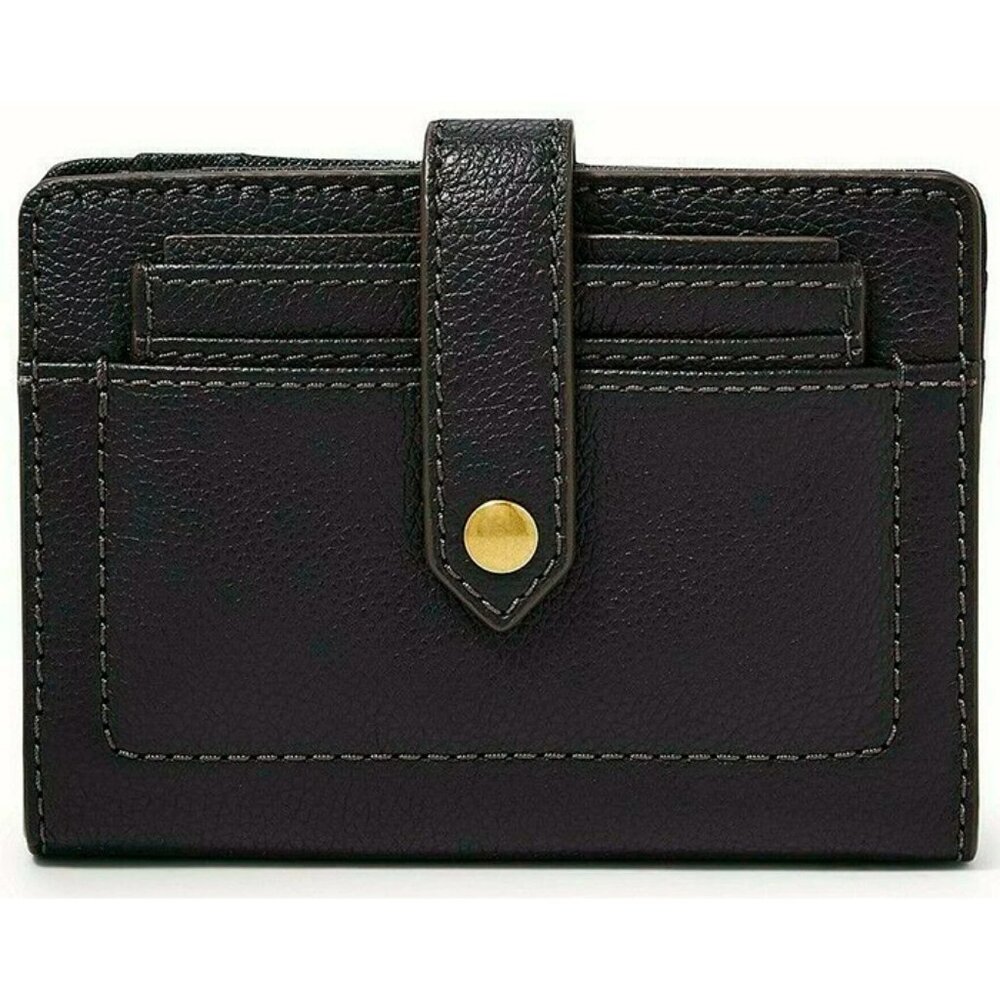 S Fossil Myra Multifunction Clutch Wallet Black Leather SWL2380001 Purse NWT $64